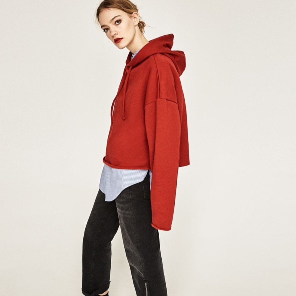 Zara Cropped hooded sweatshirt